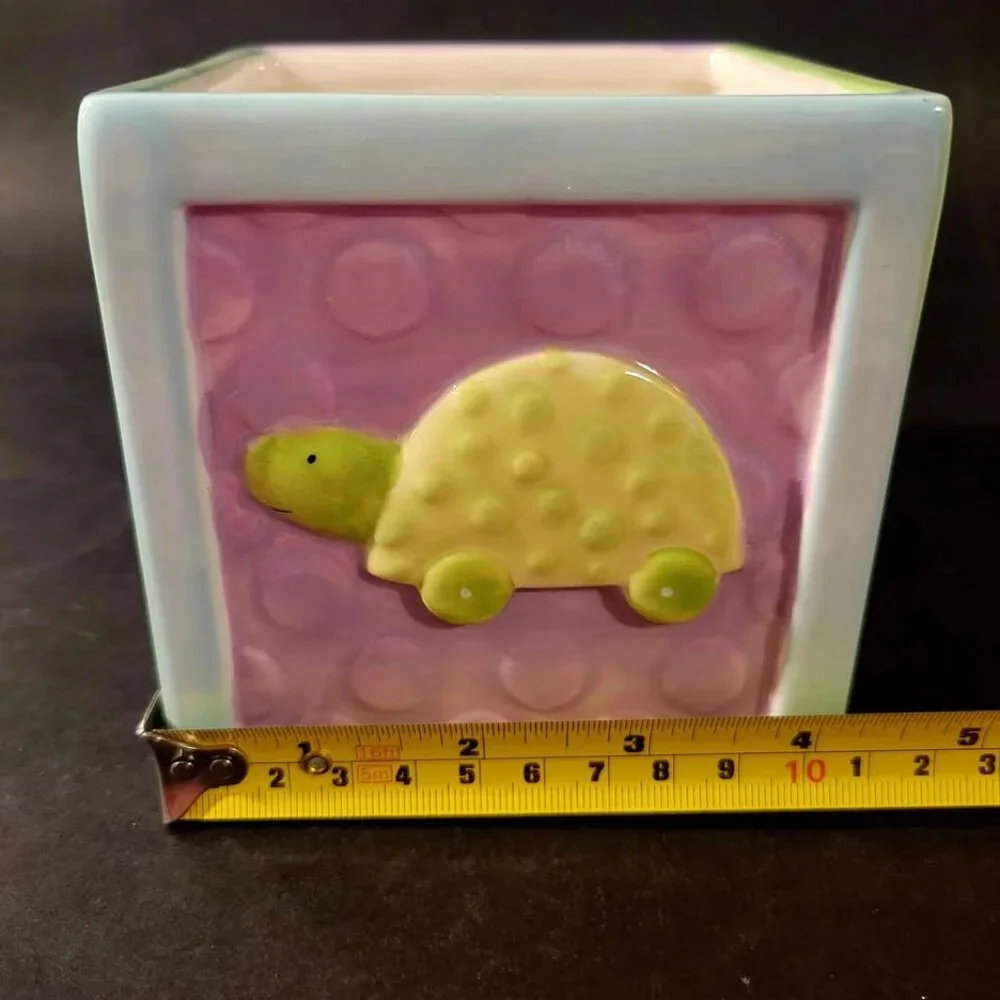 Vintage Burton+Burton Ceramic Baby Alphabet Block Planter Or Vase